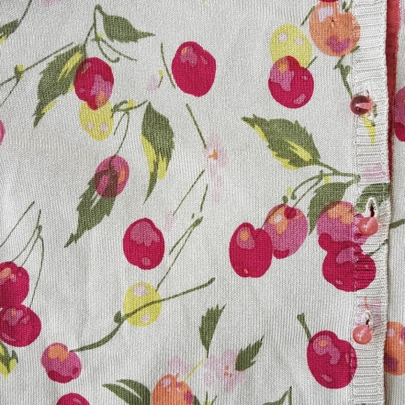 Easel Cherry Print Cardigan - Picture 7 of 8